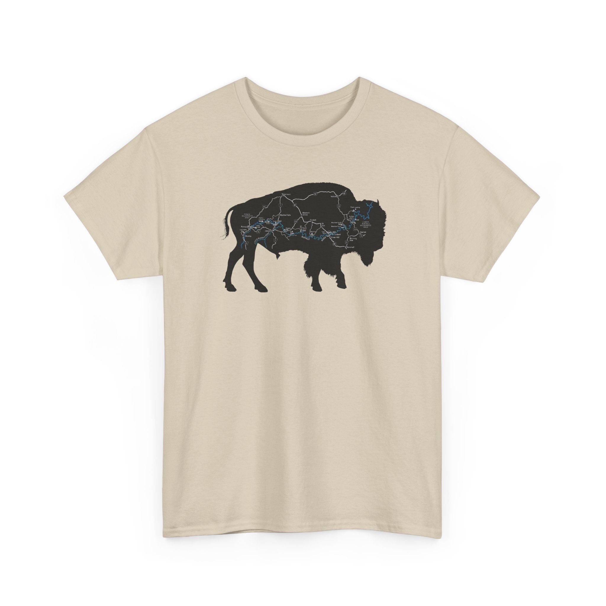 Buffalo River Map | Unisex Heavy Cotton Tee