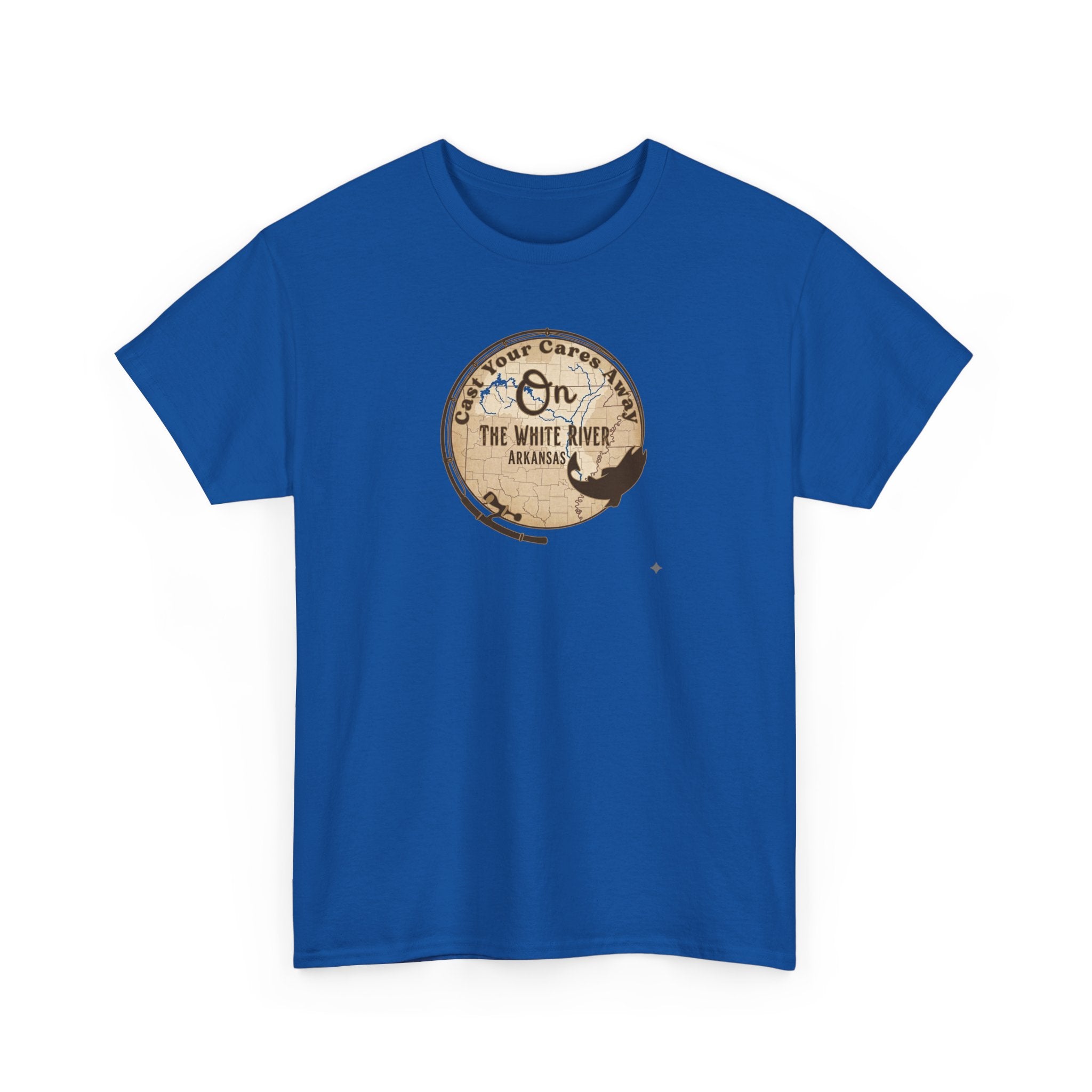 Cast Your Cares Away on the White River | Unisex Heavy Cotton Tee