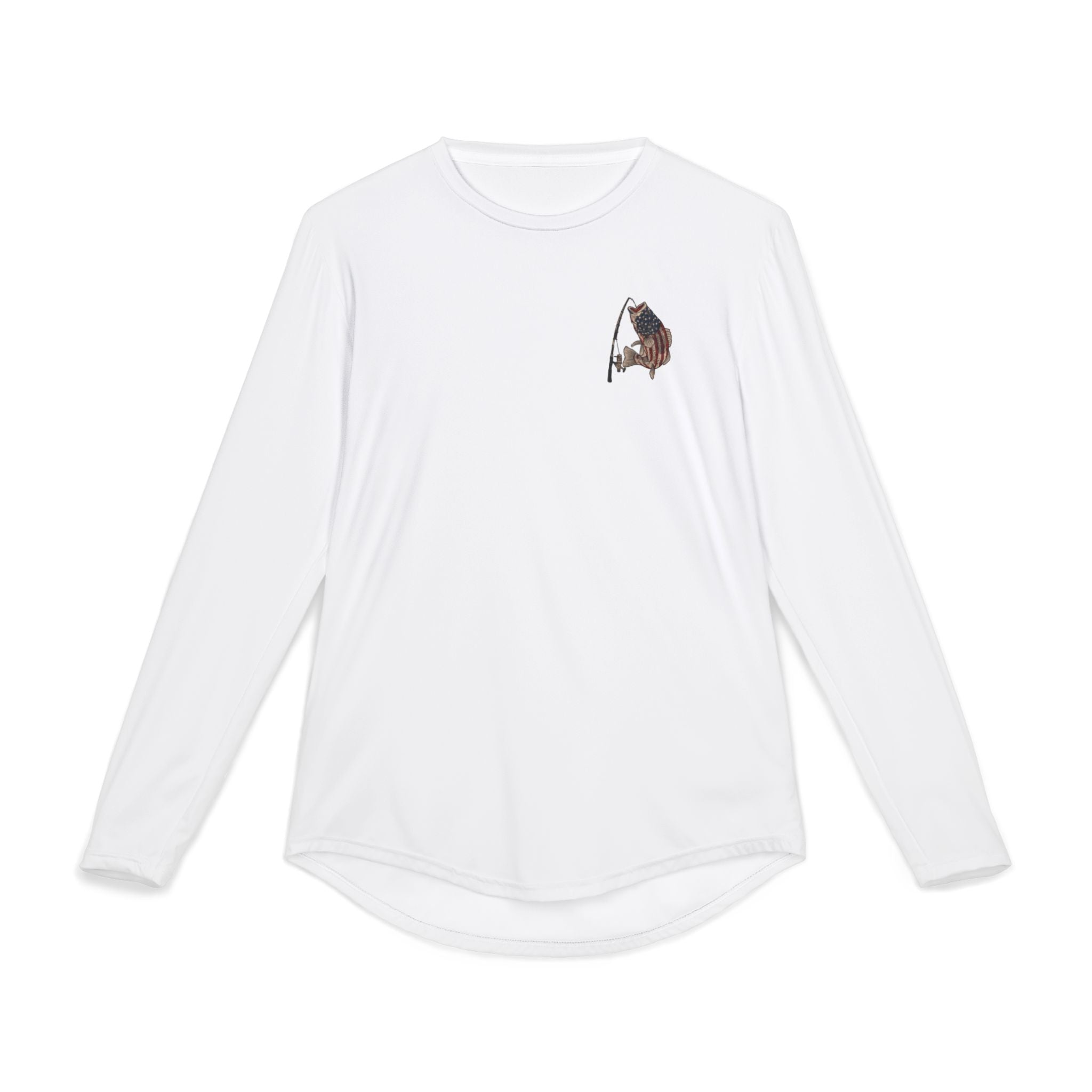 Patriotic Fishing Long Sleeve Shirt — American Flag Fishing Design