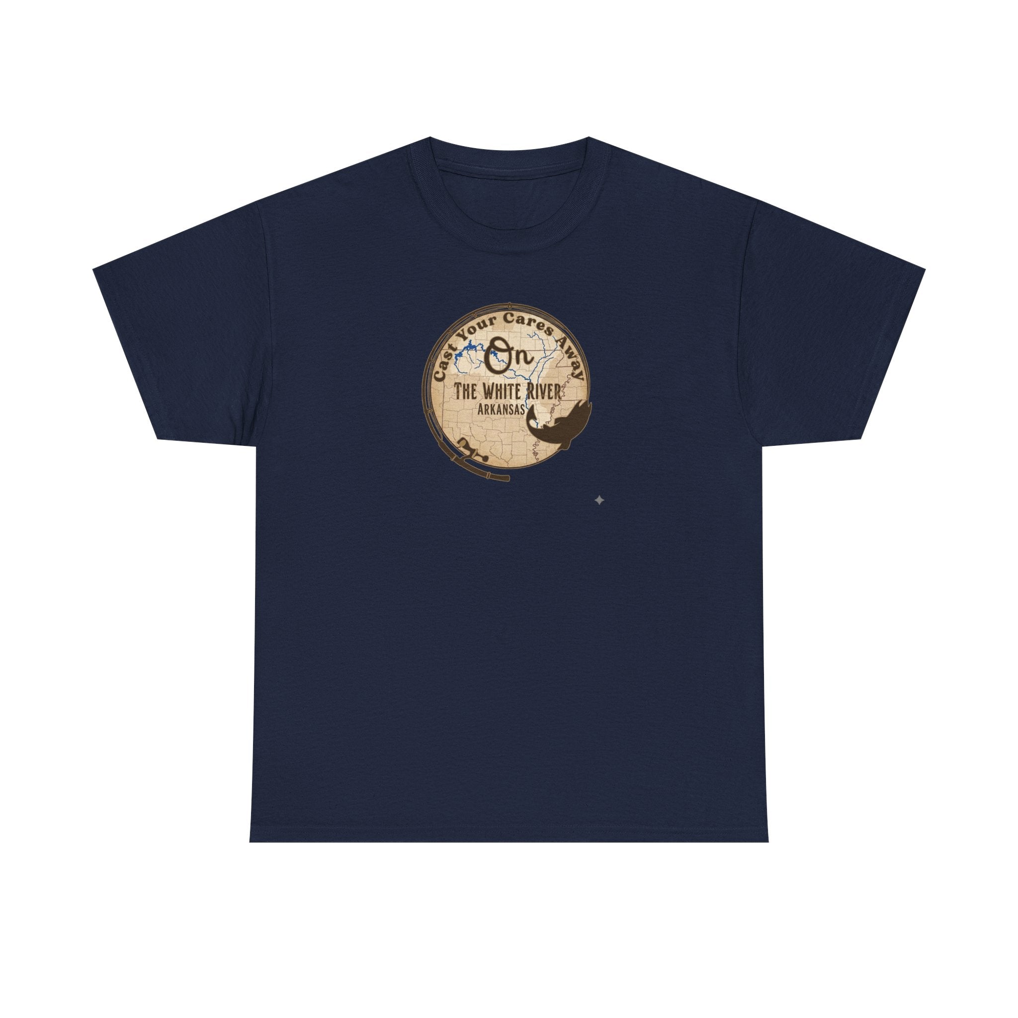 Cast Your Cares Away on the White River | Unisex Heavy Cotton Tee