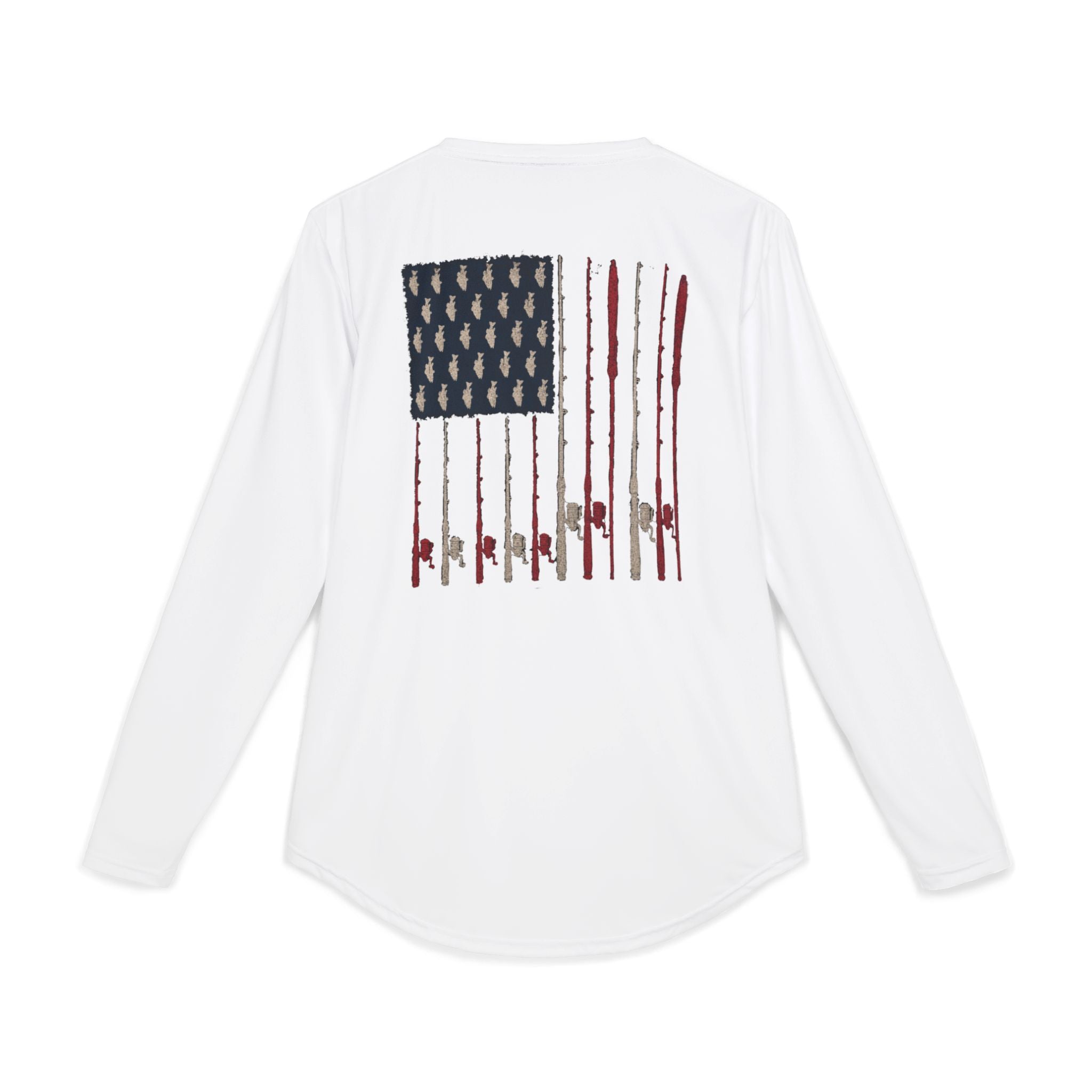 Patriotic Fishing Long Sleeve Shirt — American Flag Fishing Design