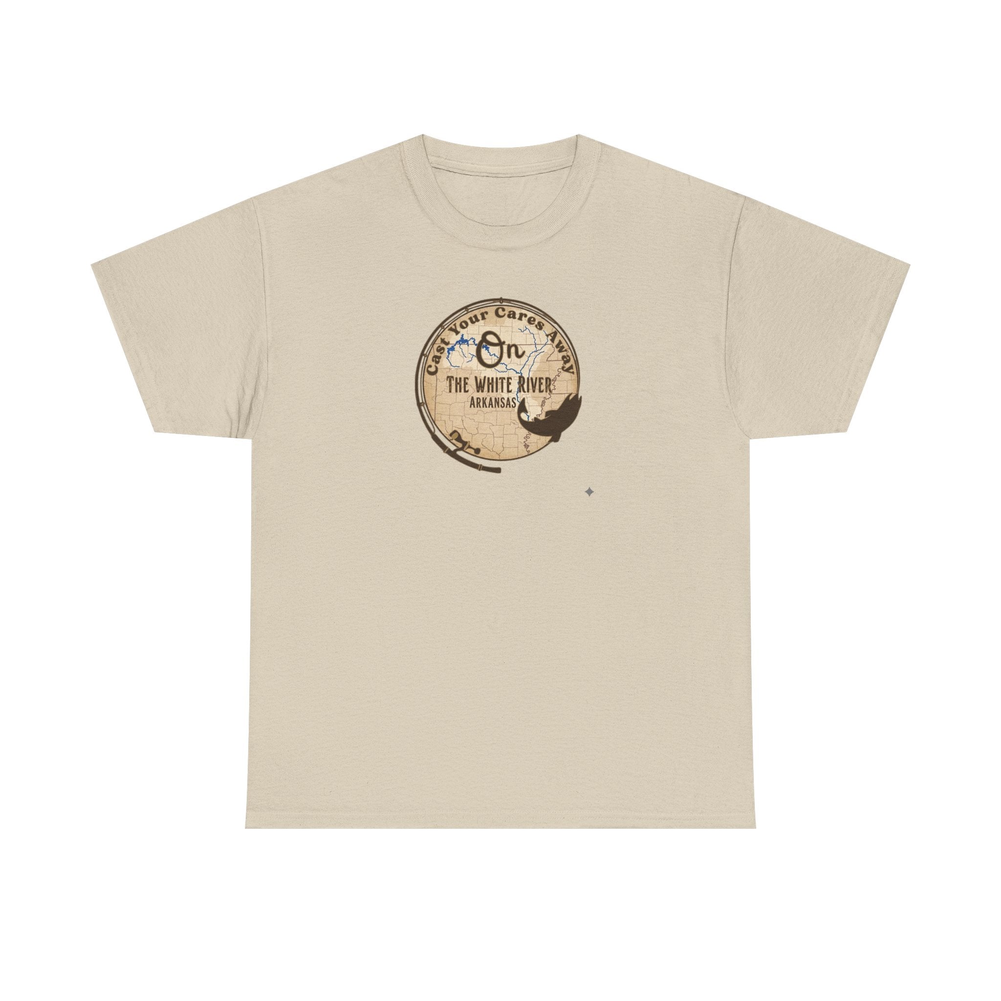 Cast Your Cares Away on the White River | Unisex Heavy Cotton Tee