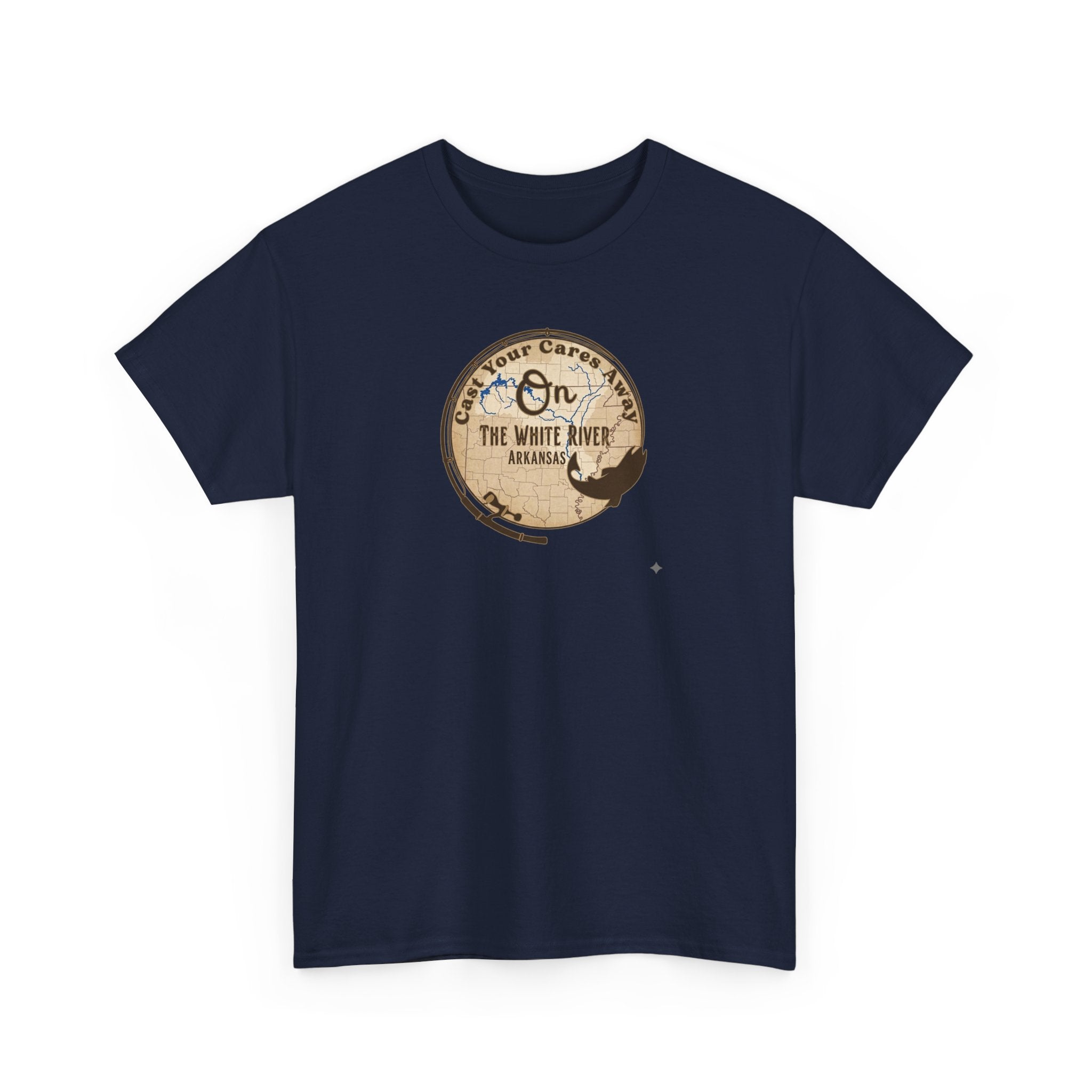Cast Your Cares Away on the White River | Unisex Heavy Cotton Tee