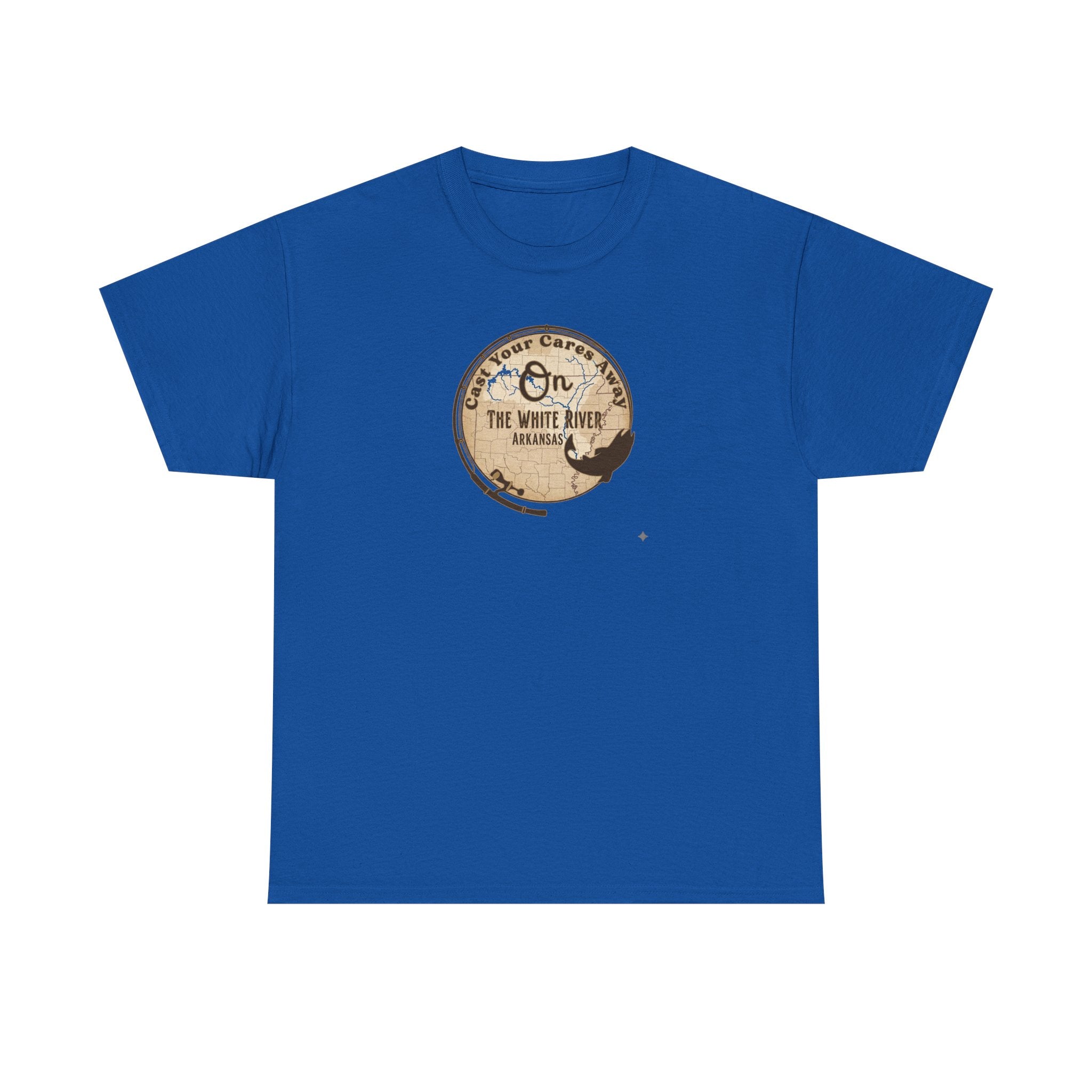 Cast Your Cares Away on the White River | Unisex Heavy Cotton Tee