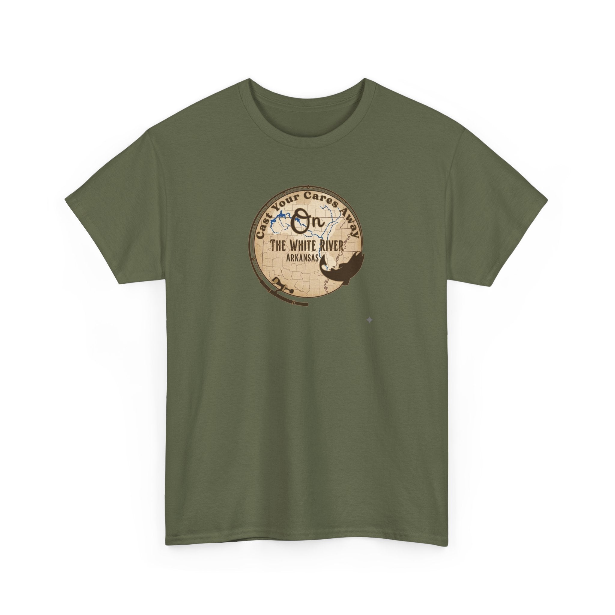 Cast Your Cares Away on the White River | Unisex Heavy Cotton Tee
