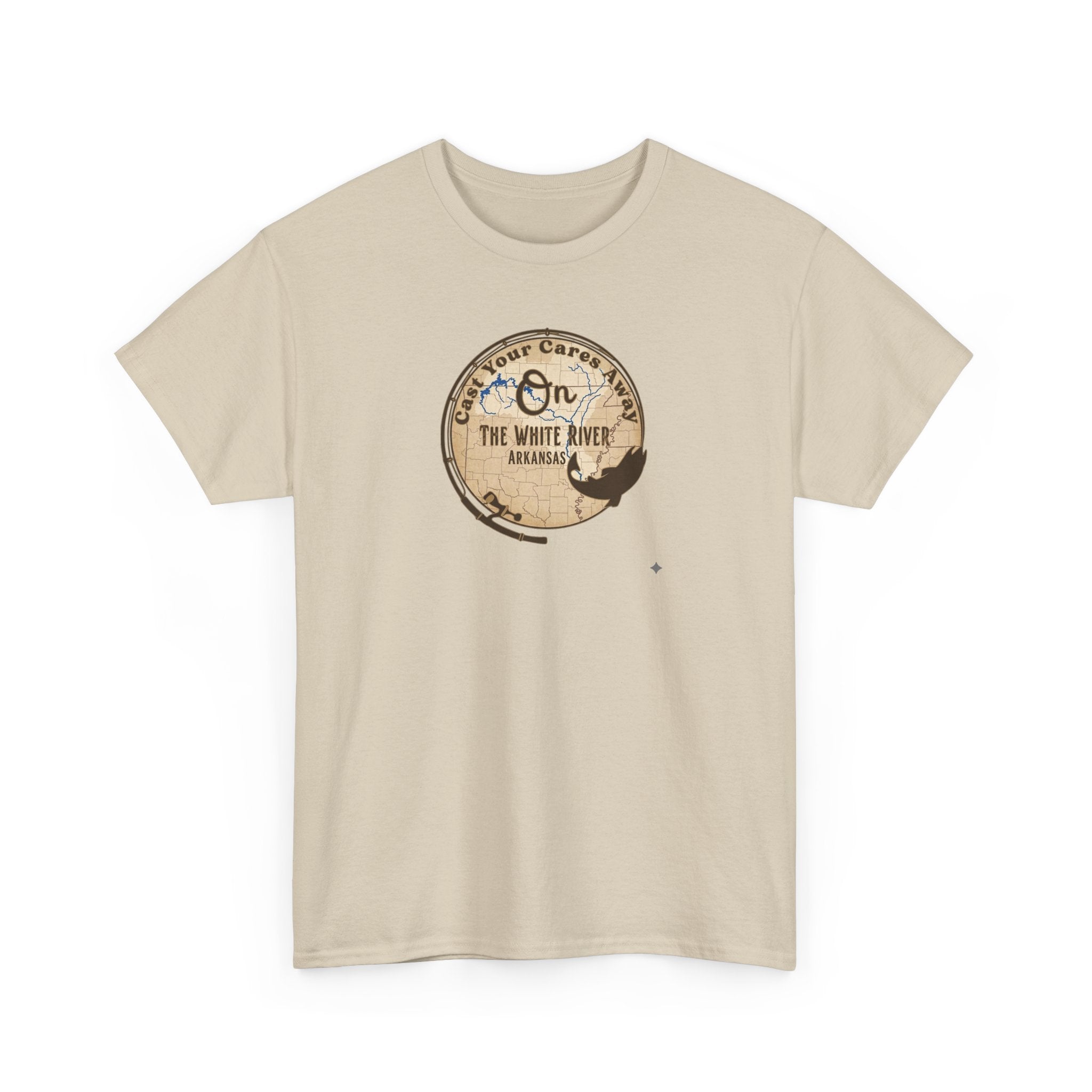Cast Your Cares Away on the White River | Unisex Heavy Cotton Tee
